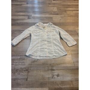 Arizona jean company small women's white semi sheer button up top